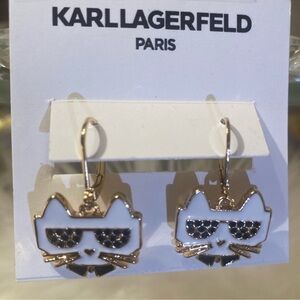 Karl Lagerfeld Kids Cat Earrings - White and Black